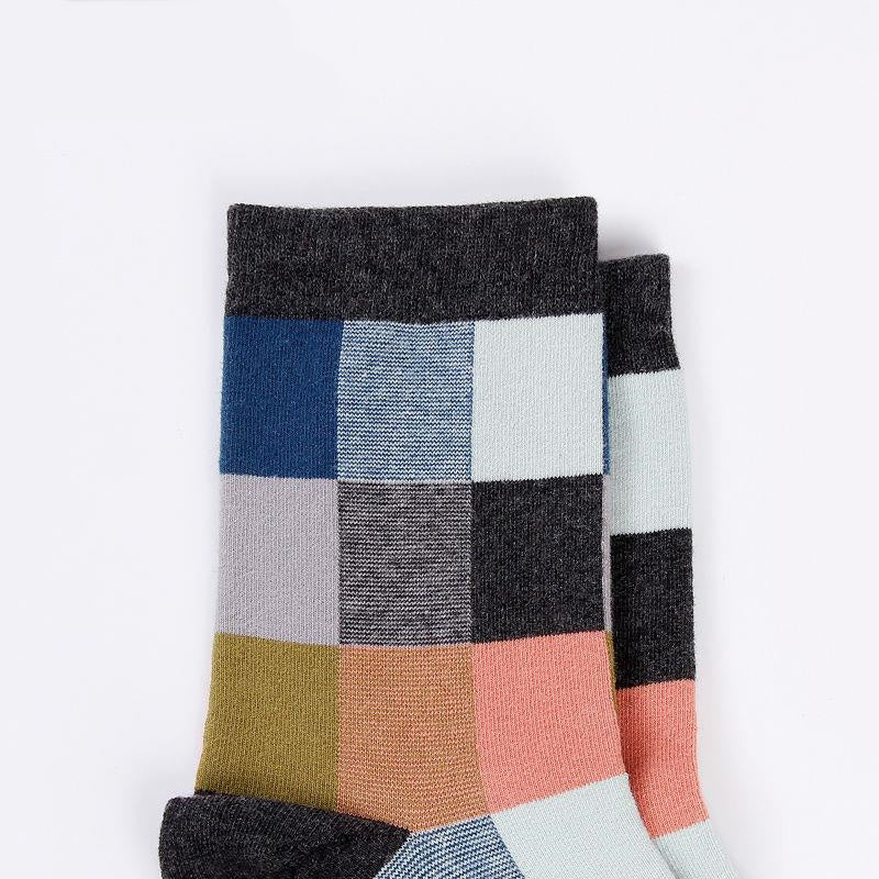 Casual Cotton Socks 5 pairs SQUARES Pattern