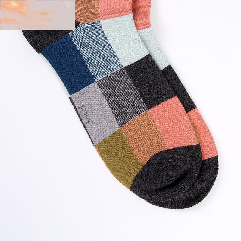 Casual Cotton Socks 5 pairs SQUARES Pattern